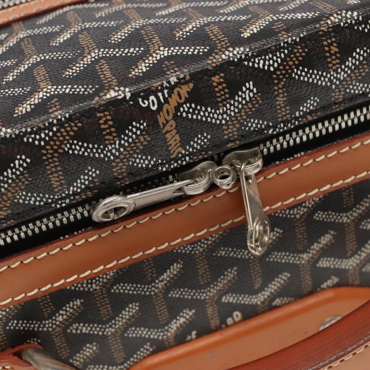 GOYARD Herringbone Trolley PM suitcase PVCCanvas Brown Auth mr552SAM