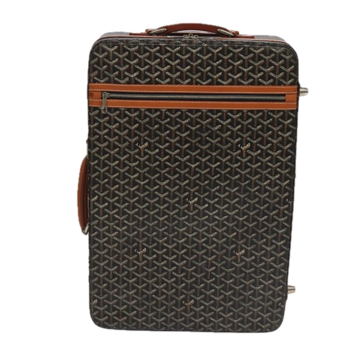 GOYARD Herringbone Trolley PM suitcase PVCCanvas Brown Auth mr552A