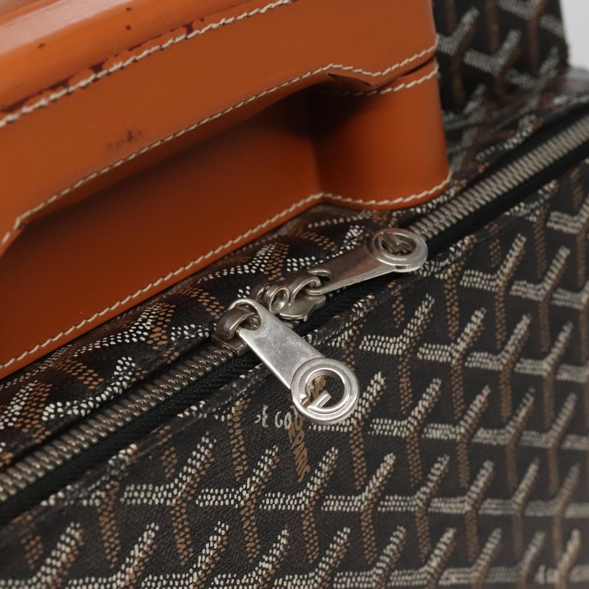 GOYARD Herringbone Trolley PM suitcase PVCCanvas Brown Auth mr552SAM