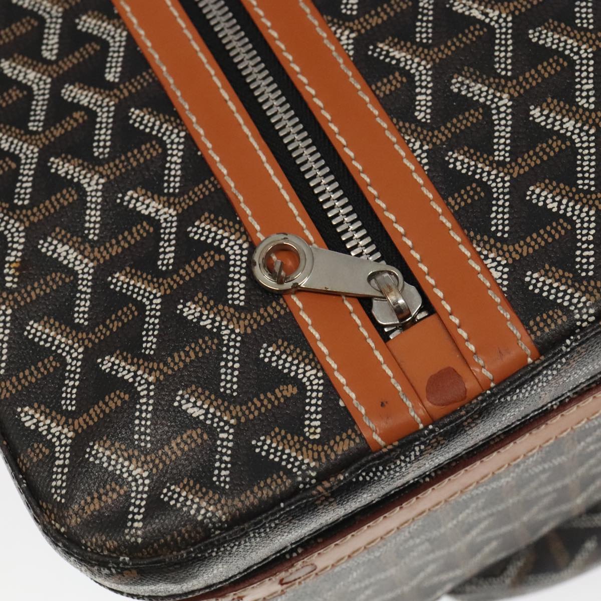 GOYARD Herringbone Trolley PM suitcase PVCCanvas Brown Auth mr552A