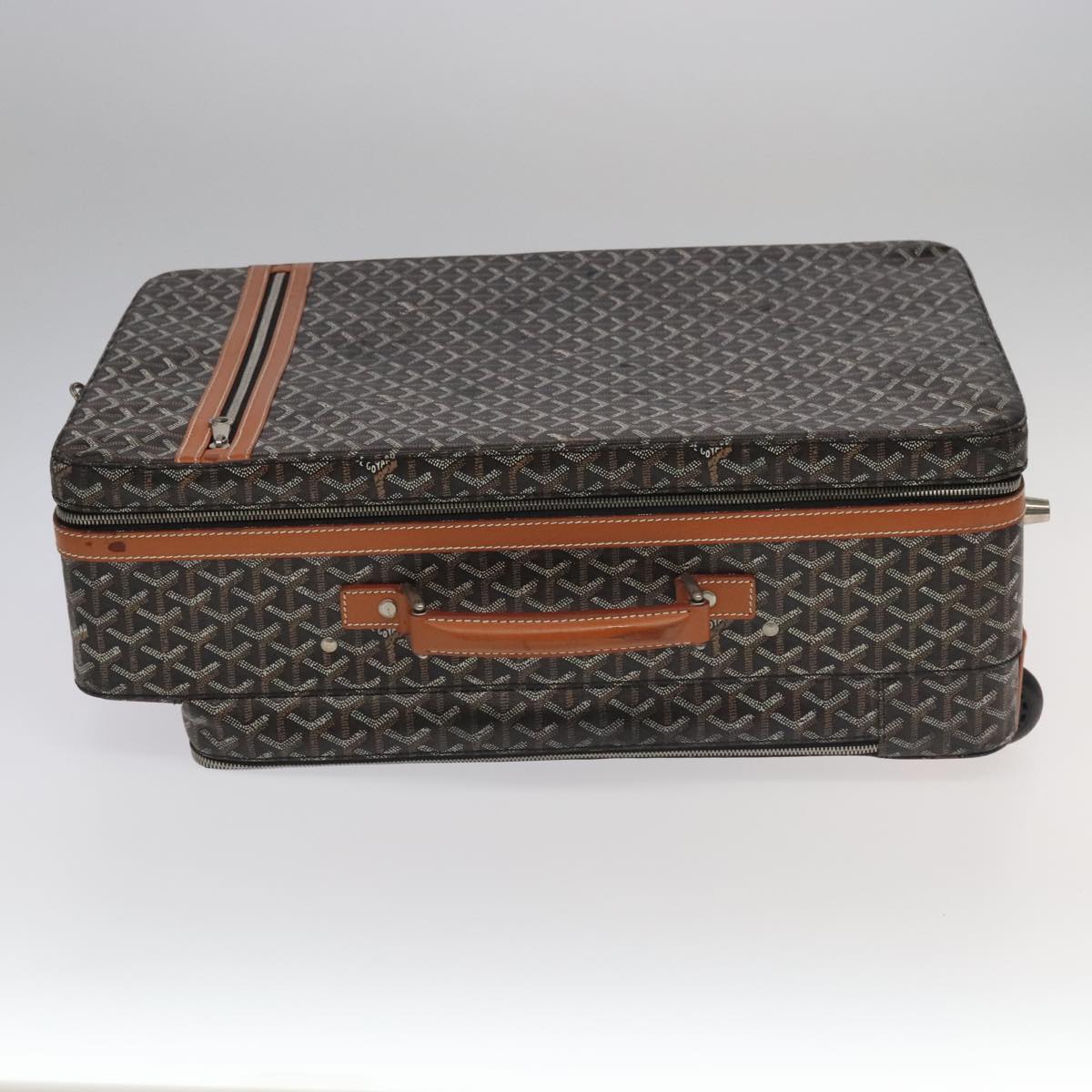 GOYARD Herringbone Trolley PM suitcase PVCCanvas Brown Auth mr552A