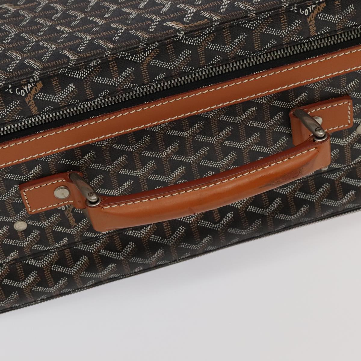 GOYARD Herringbone Trolley PM suitcase PVCCanvas Brown Auth mr552A