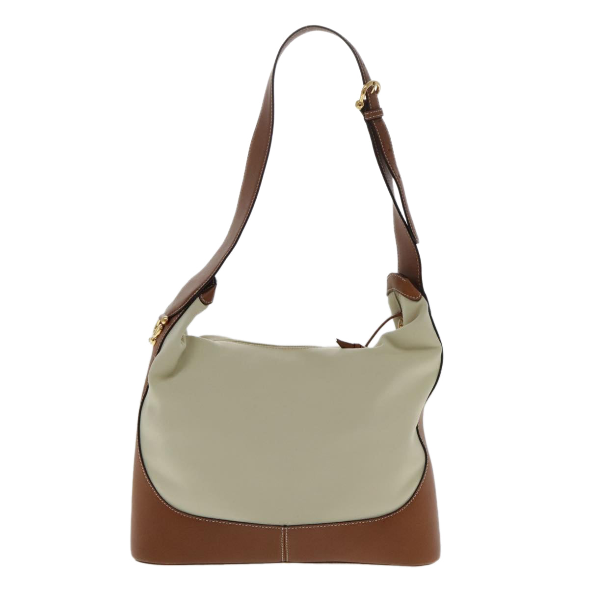 LOEWE Shoulder Bag Canvas Beige Gold Auth mr566