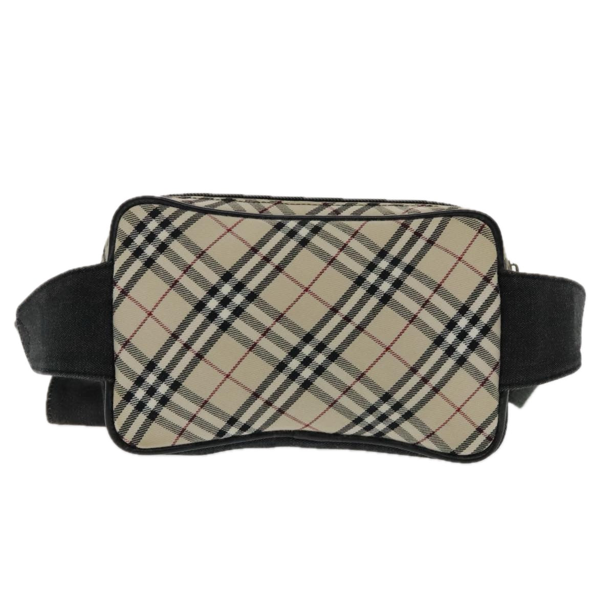 BURBERRY Nova Check Waist bag Canvas Beige Silver Auth mr594