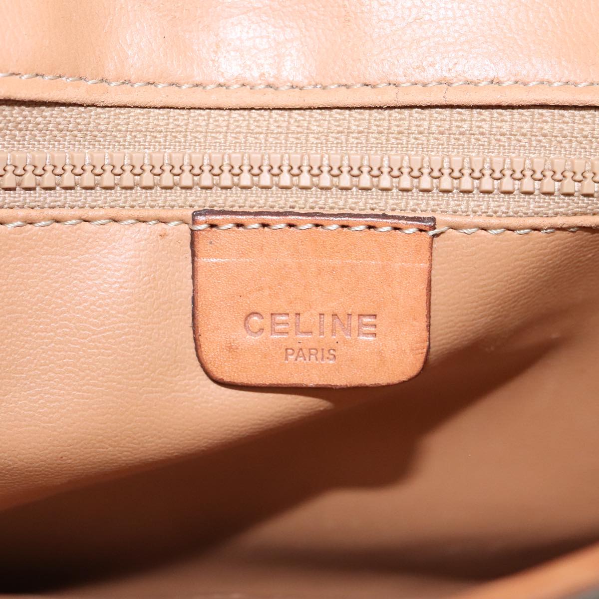 CELINE Macadam Canvas Shoulder Bag PVC Leather Brown Gold Auth mr602