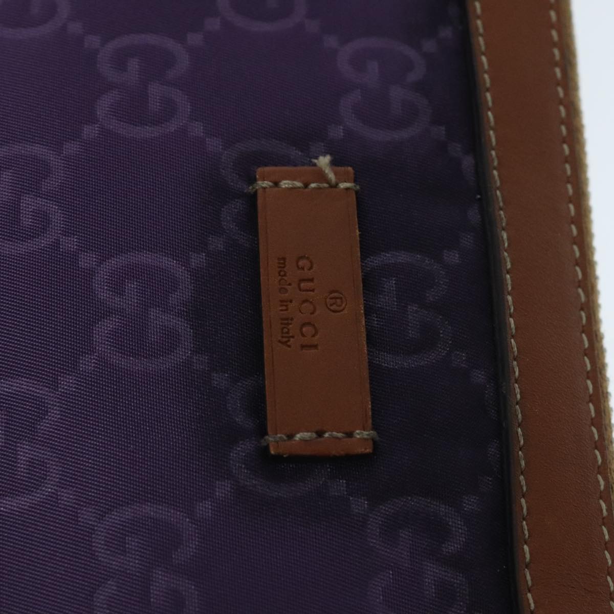 GUCCI GG Canvas Pouch Nylon Purple Silver Auth mr614