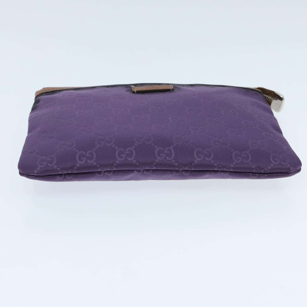 GUCCI GG Canvas Pouch Nylon Purple Silver Auth mr614