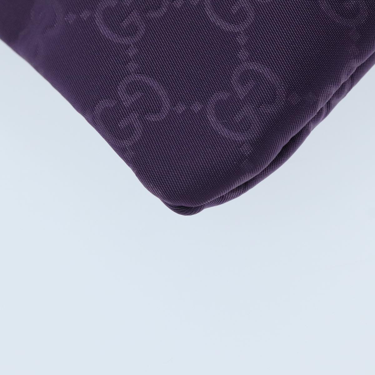 GUCCI GG Canvas Pouch Nylon Purple Silver Auth mr614