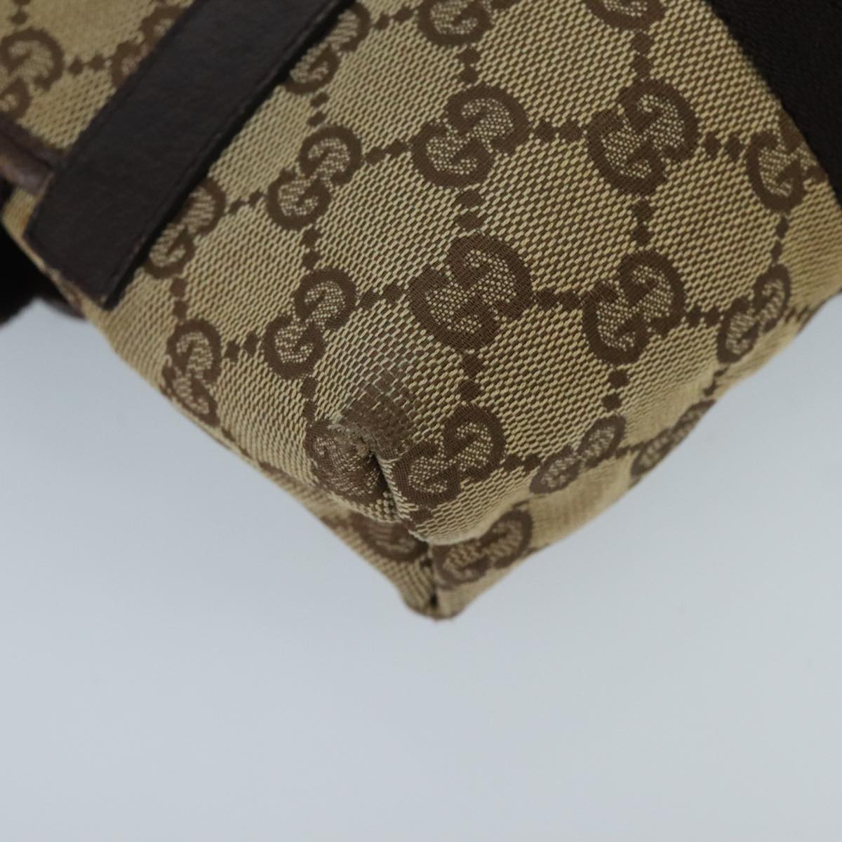 GUCCI GG Canvas Waist bag Beige Silver Auth mr648