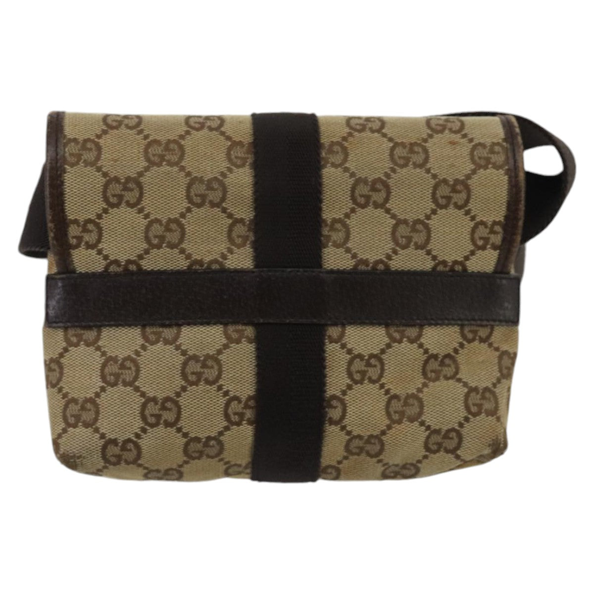 GUCCI GG Canvas Waist bag Beige Silver Auth mr648