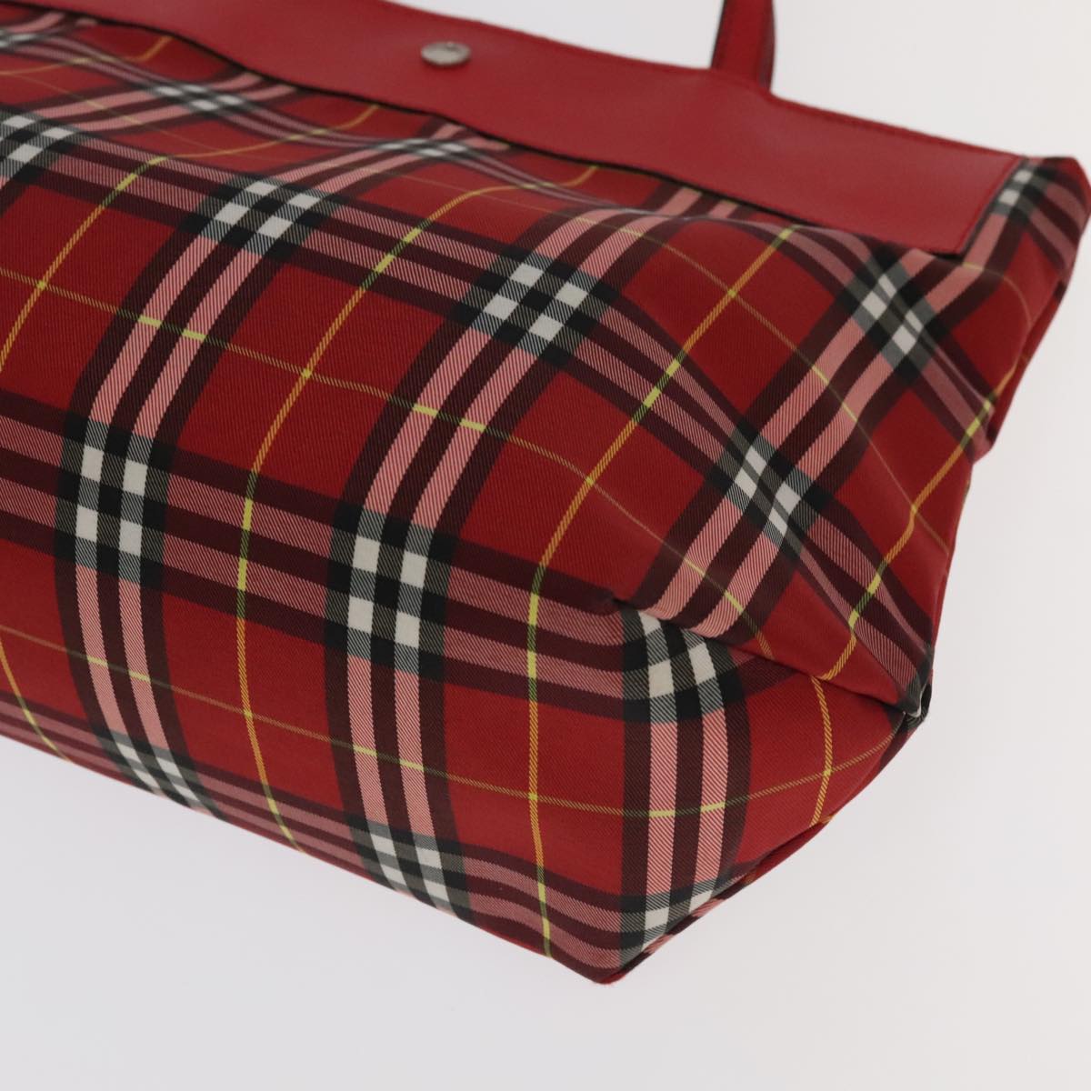 BURBERRY Nova Check Tote Bag Canvas 2Set Black Red Auth mr690
