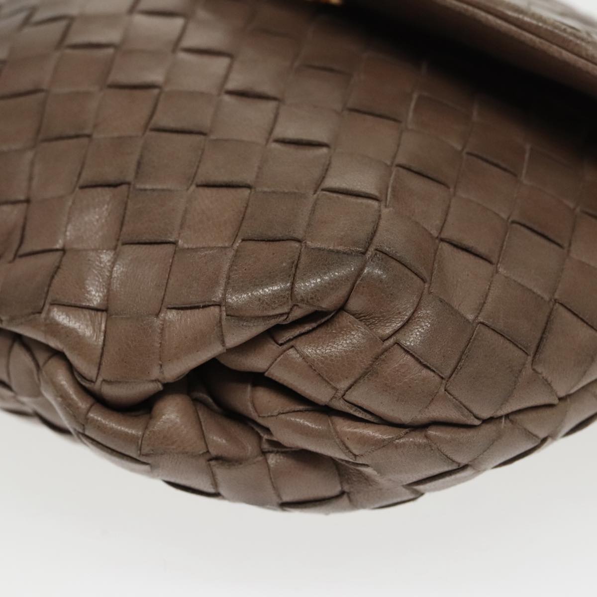 BOTTEGA VENETA INTRECCIATO Shoulder Bag Leather Brown Auth mr696