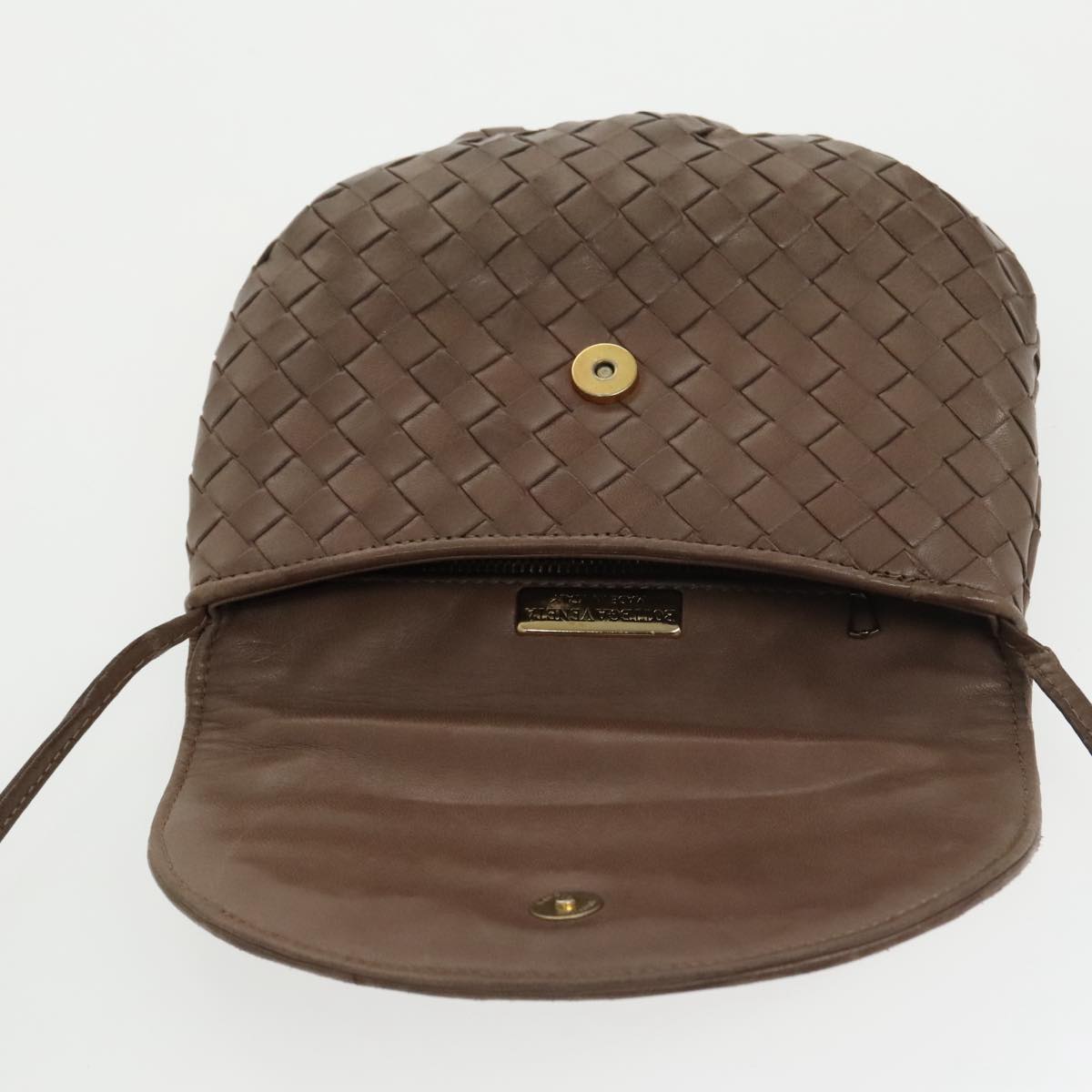 BOTTEGA VENETA INTRECCIATO Shoulder Bag Leather Brown Auth mr696