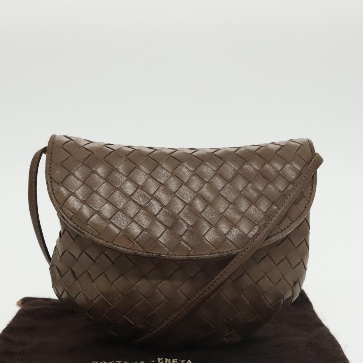 BOTTEGA VENETA INTRECCIATO Shoulder Bag Leather Brown Auth mr696