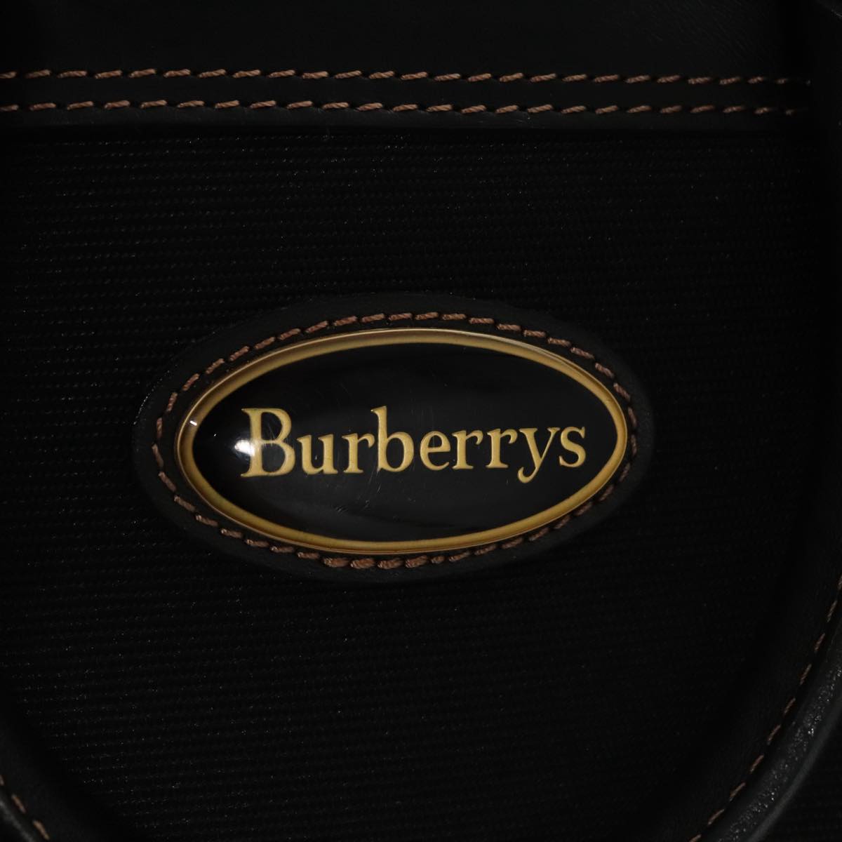 Burberrys Nova Check Shoes case Nylon Gold Black Auth mr708