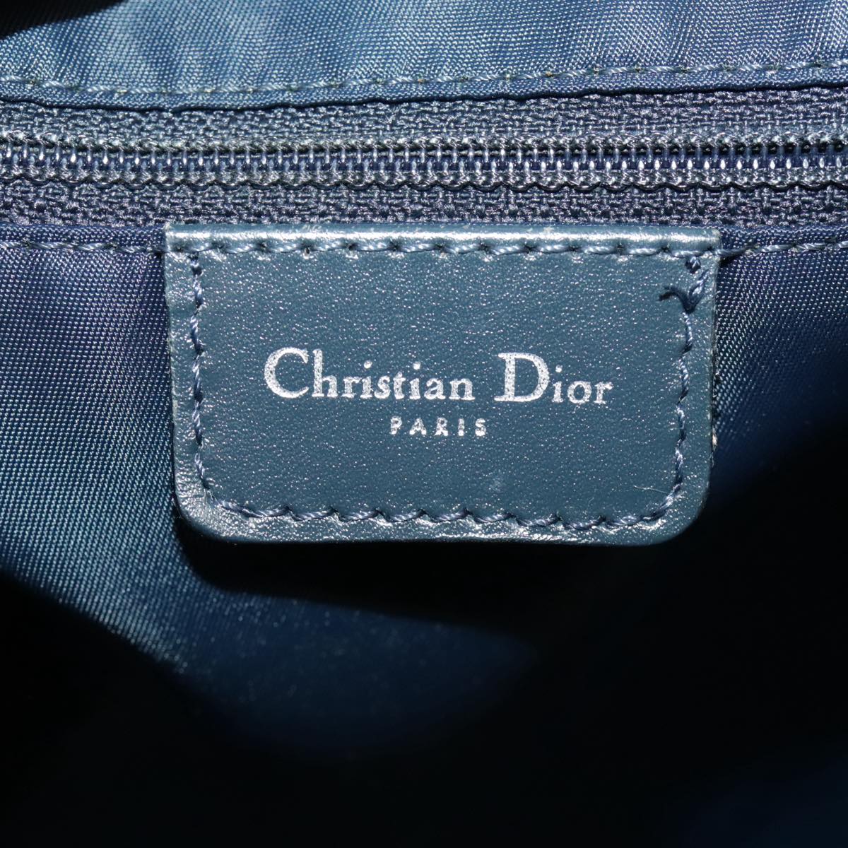 Christian Dior Trotter Canvas Shoulder Bag Navy Auth mr716