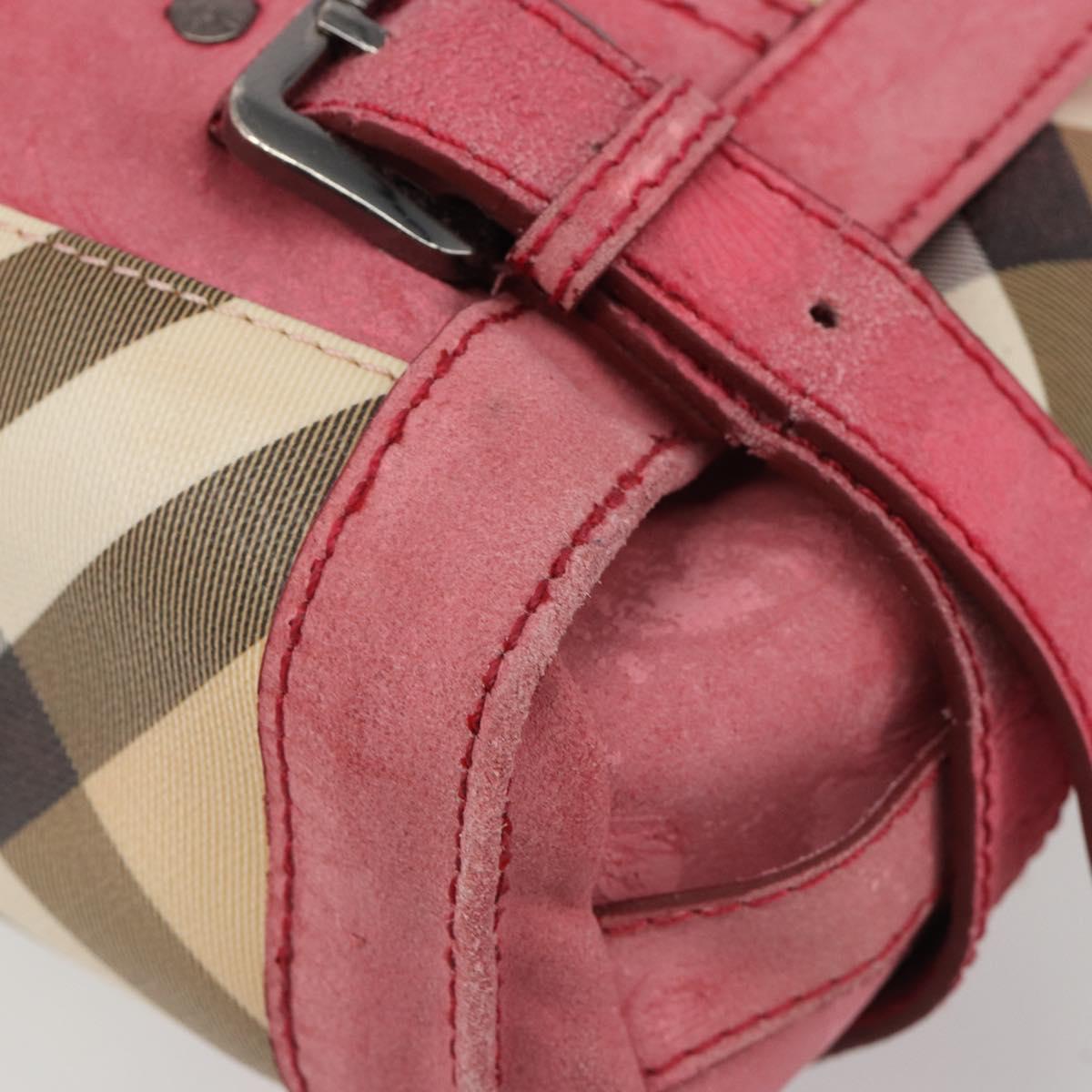 BURBERRY Nova Check Hand Bag PVC Leather 2way Beige Auth mr743