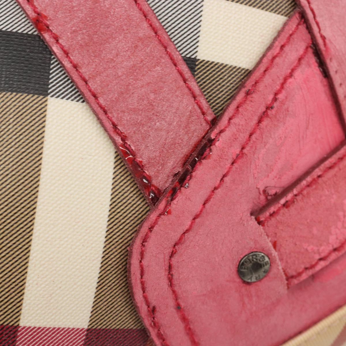 BURBERRY Nova Check Hand Bag PVC Leather 2way Beige Auth mr743