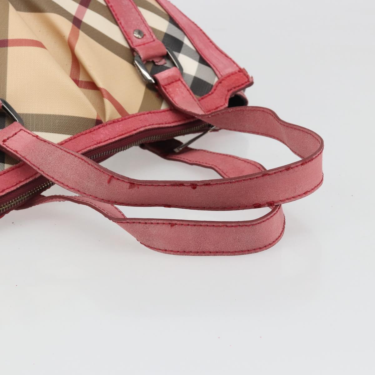 BURBERRY Nova Check Hand Bag PVC Leather 2way Beige Auth mr743