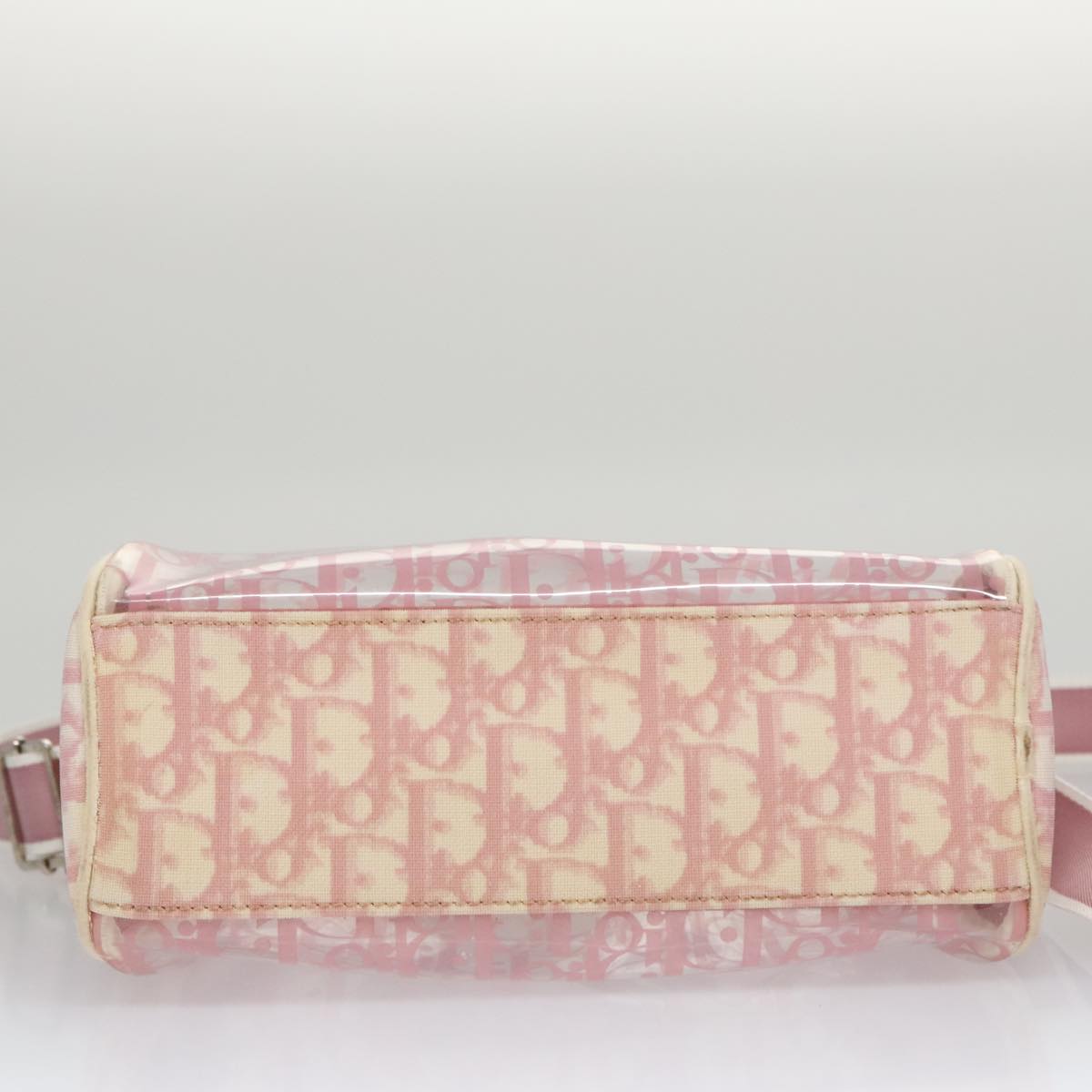 Christian Dior Trotter Canvas Shoulder Bag Pink Silver Auth mr749