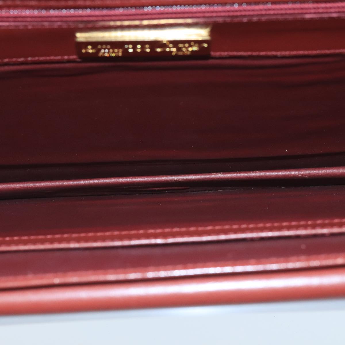 CARTIER Shoulder Bag Leather Bordeaux Gold Auth mr785