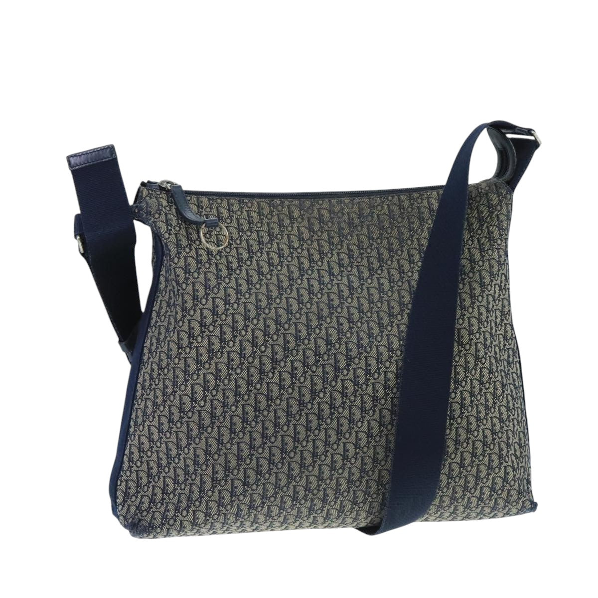 Christian Dior Trotter Canvas Shoulder Bag Navy Auth mr790