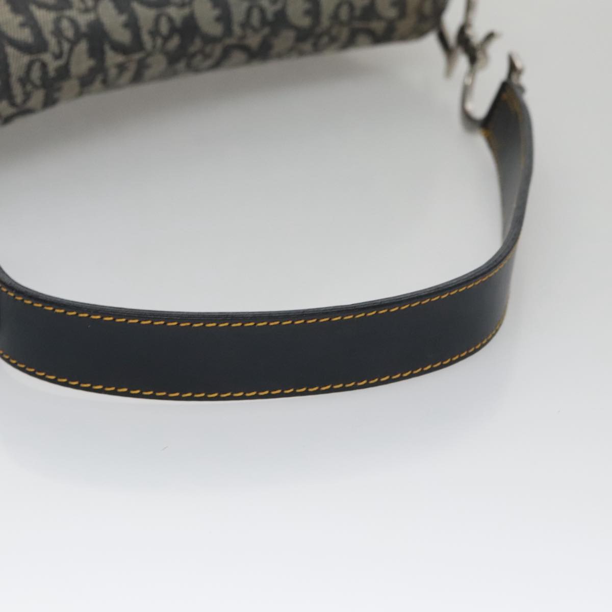 Christian Dior Trotter Canvas Saddle Shoulder Bag Navy Silver Auth mr803