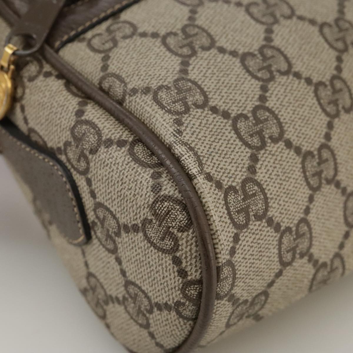 GUCCI Web Sherry Line GG Supreme Shoulder Bag PVC Beige Red Green Auth mr832