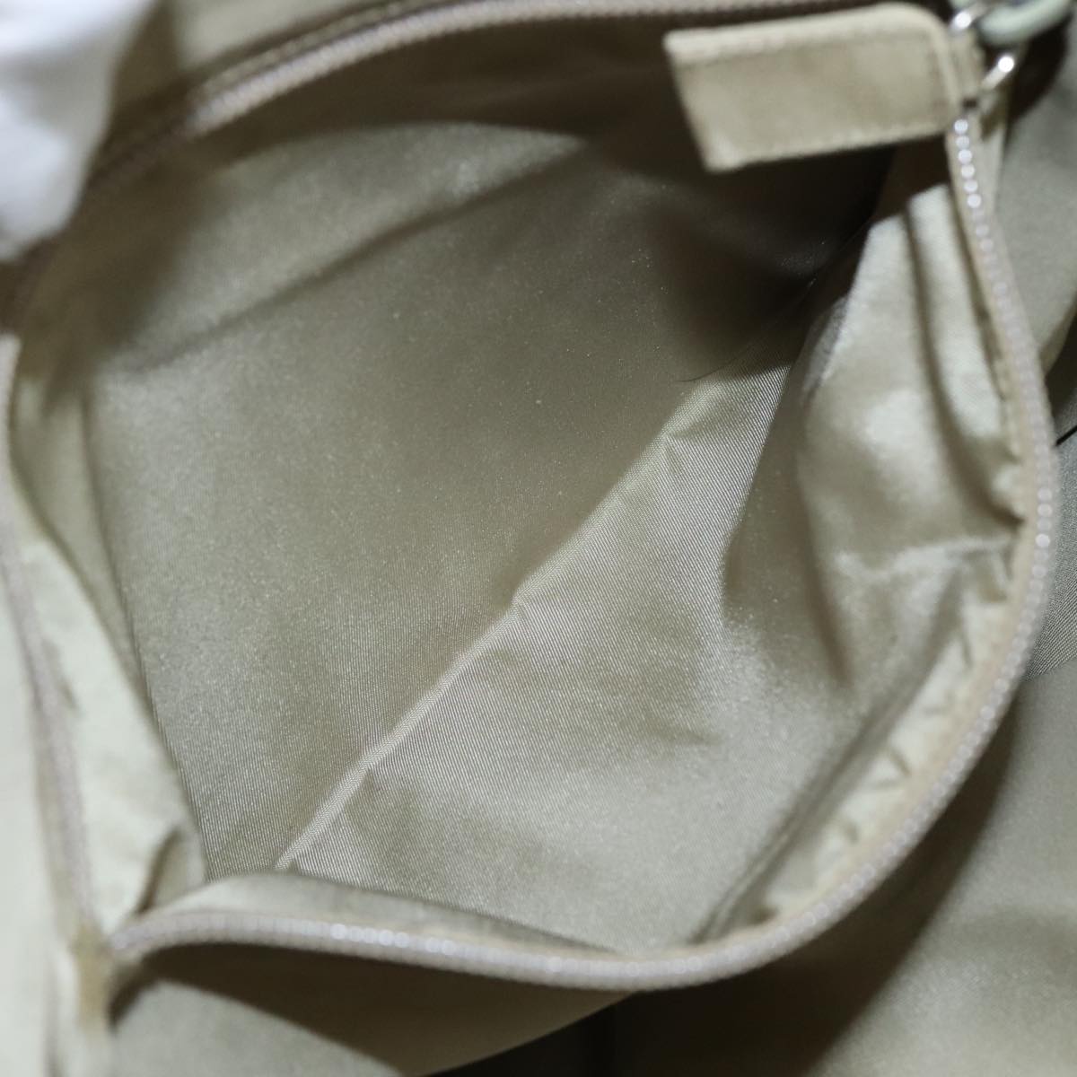 PRADA Tote Bag Nylon Beige Silver Auth mr836