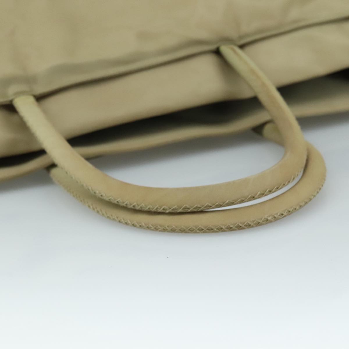 PRADA Tote Bag Nylon Beige Silver Auth mr836