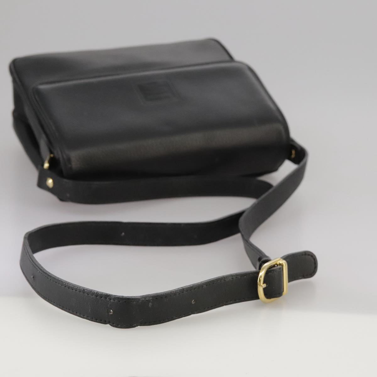 Burberrys Shoulder Bag Leather Black Gold Auth mr850