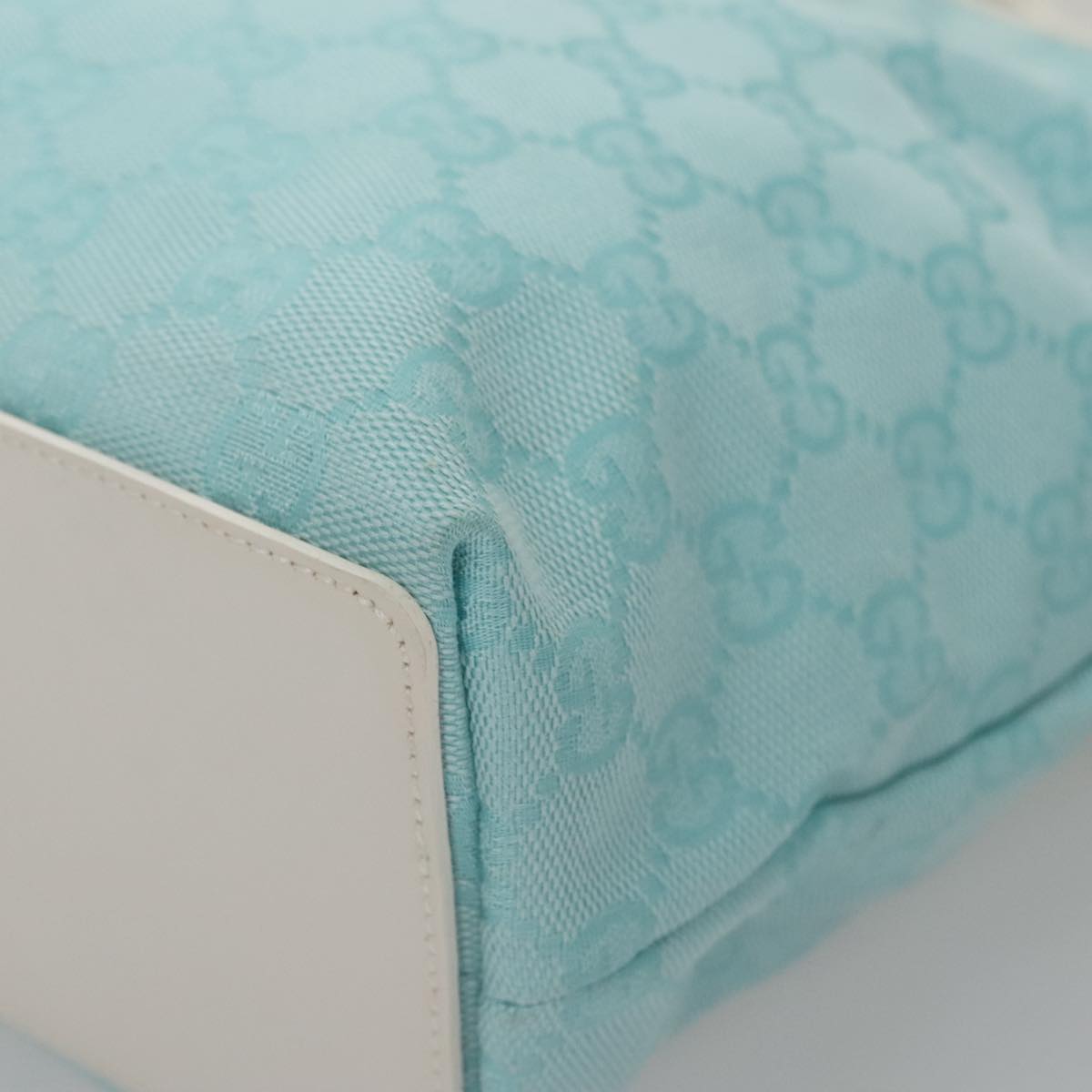 GUCCI GG Canvas Tote Bag Light Blue Auth mr865