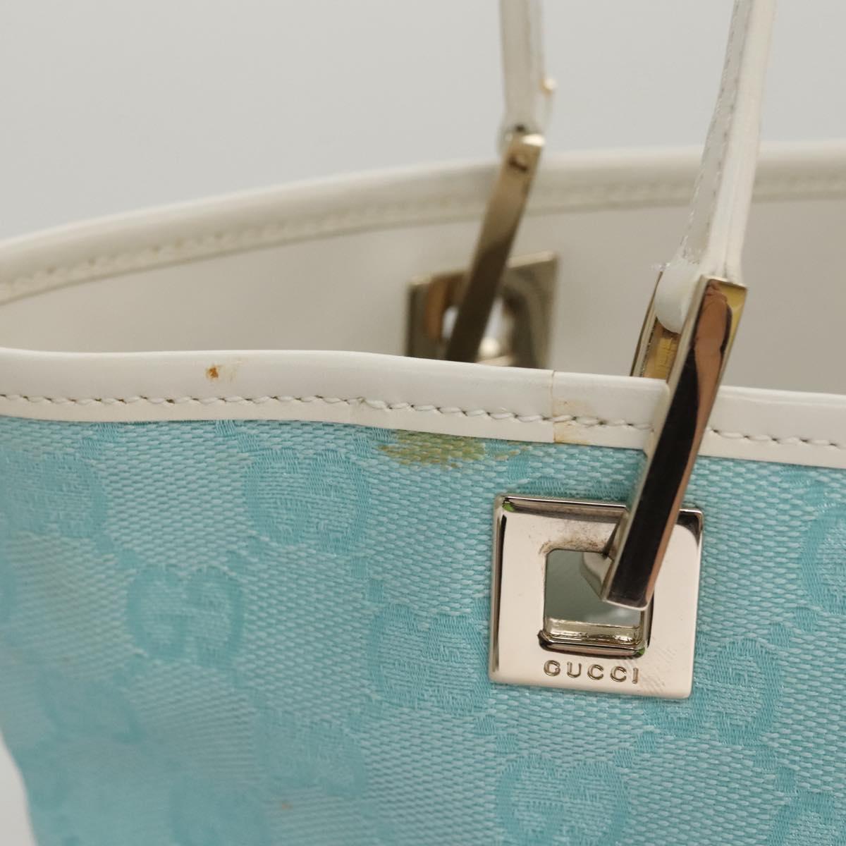 GUCCI GG Canvas Tote Bag Light Blue Auth mr865