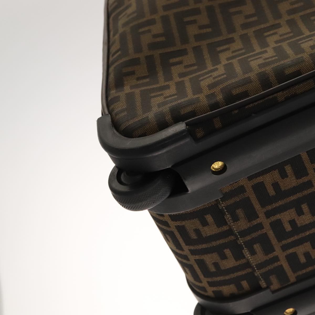 FENDI Zucca Canvas Carry Case Boston Bag Black Brown Auth mr869