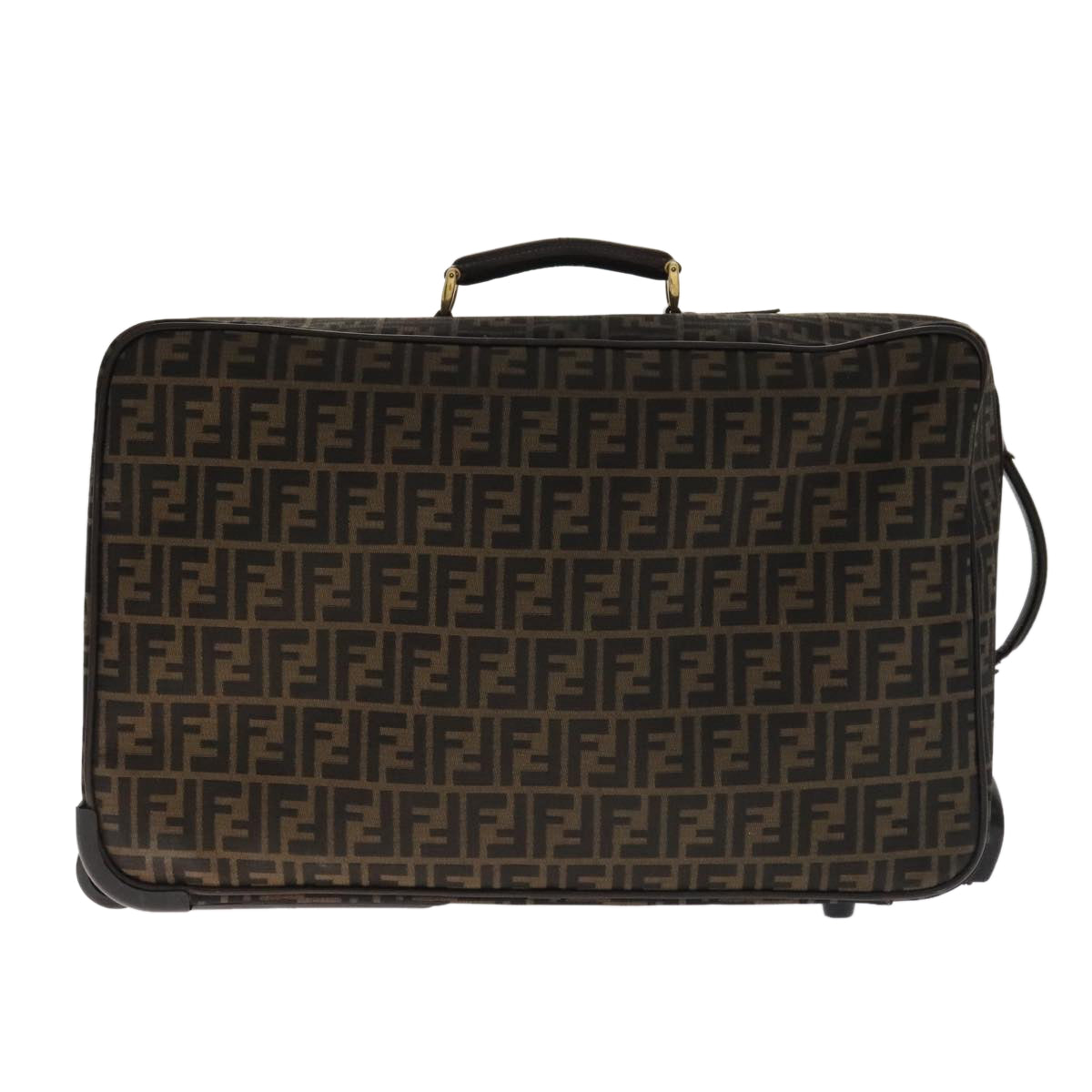 FENDI Zucca Canvas Carry Case Boston Bag Black Brown Auth mr869