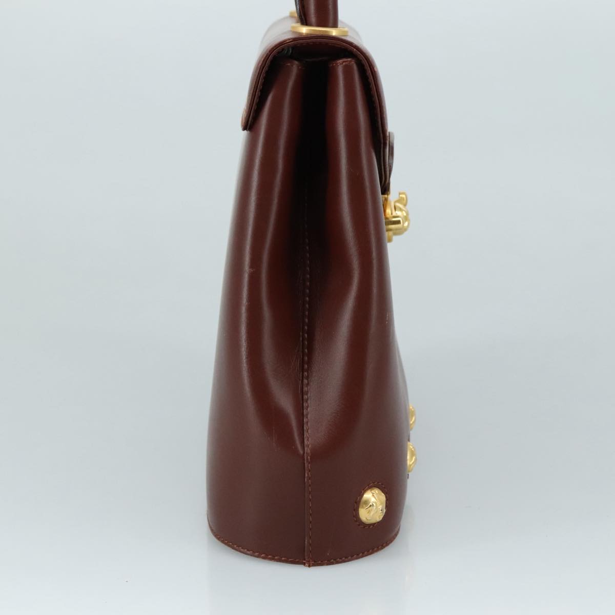 Salvatore Ferragamo Hand Bag Leather Brown Gold Auth mr885