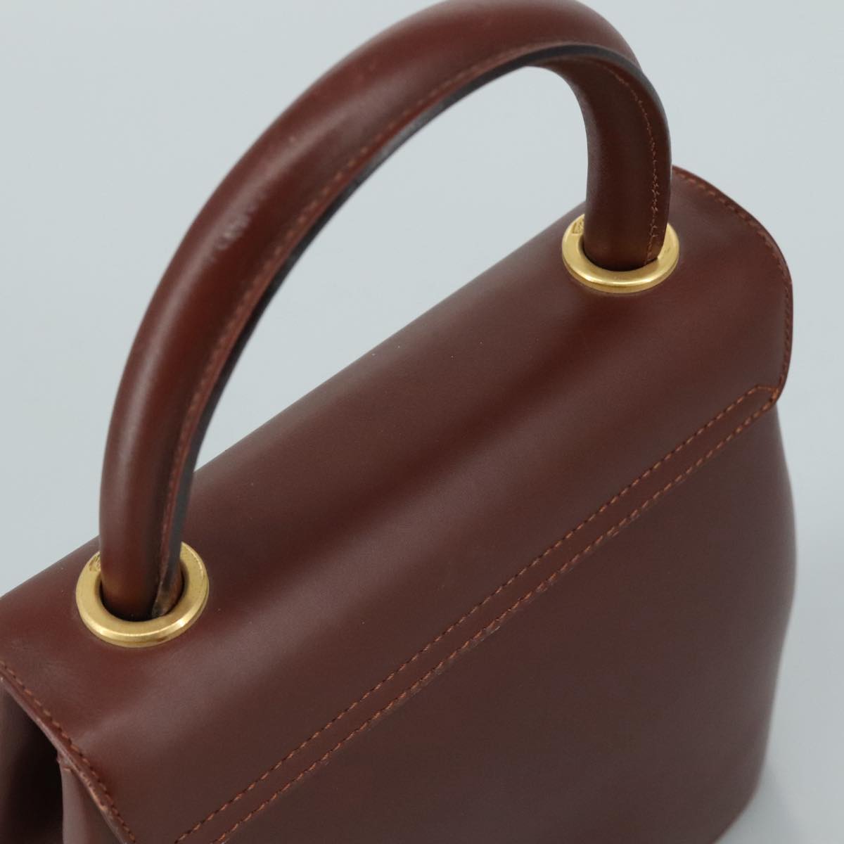 Salvatore Ferragamo Hand Bag Leather Brown Gold Auth mr885