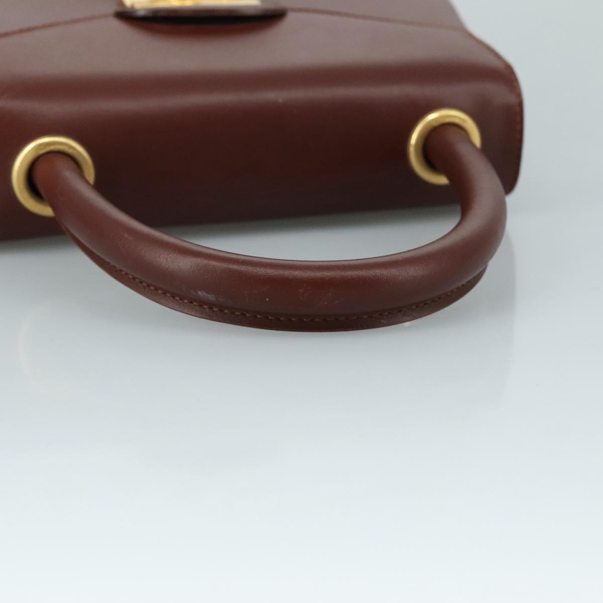 Salvatore Ferragamo Hand Bag Leather Brown Gold Auth mr885