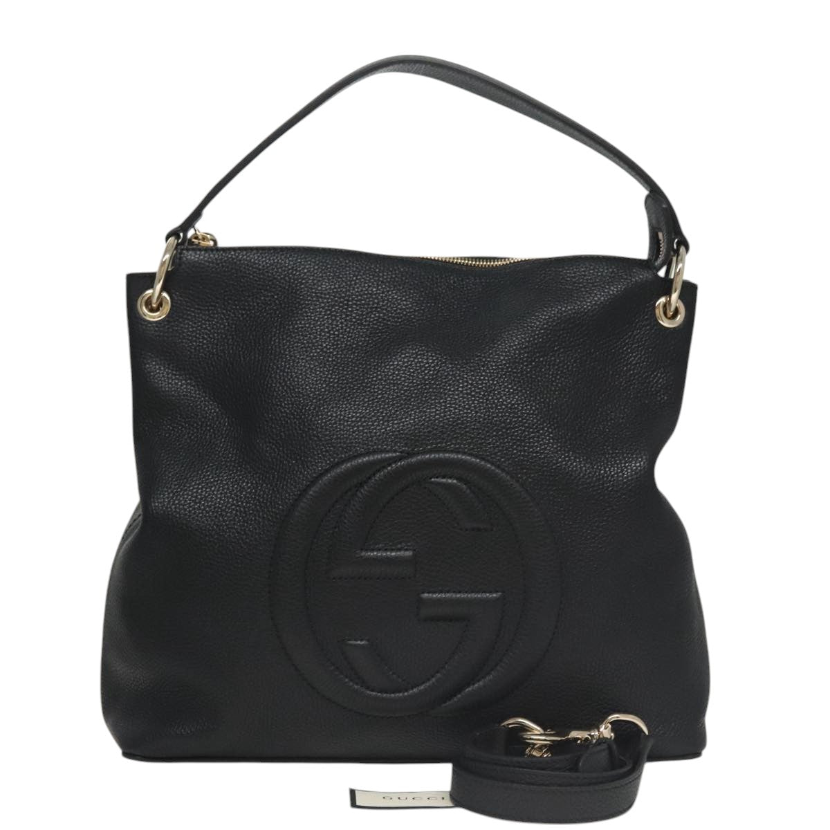 GUCCI Soho Hand Bag Leather Outlet 2way Black 308362 Auth mr900V