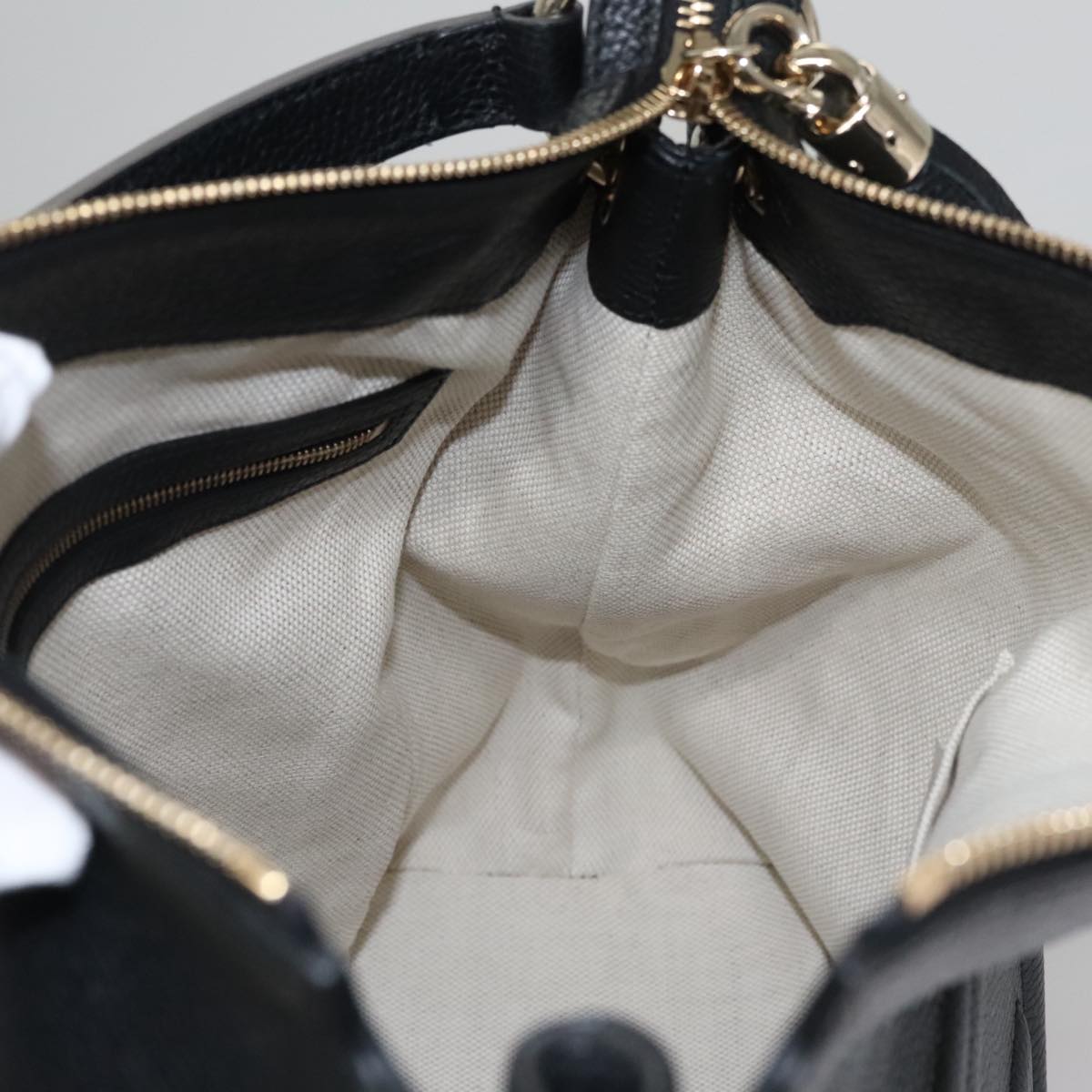 GUCCI Soho Hand Bag Leather Outlet 2way Black 308362 Auth mr900V