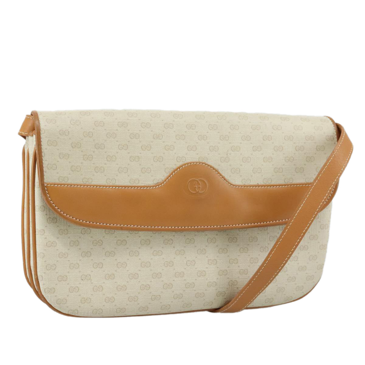 GUCCI Micro GG Supreme Shoulder Bag PVC Leather White Auth mr903