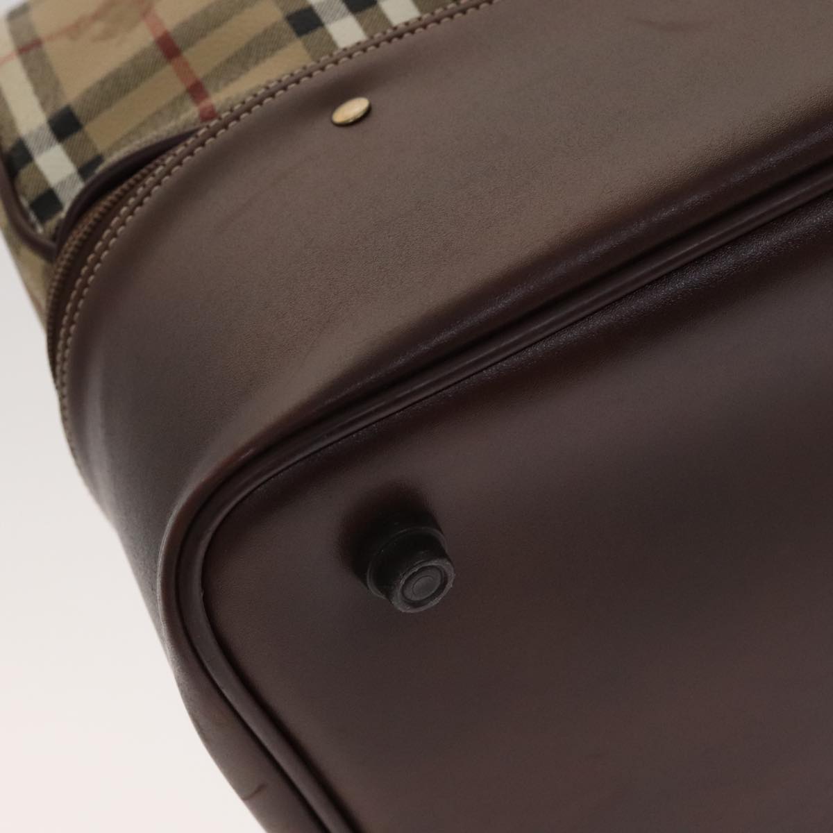 Burberrys Nova Check Boston Bag PVC Leather Beige Auth mr913