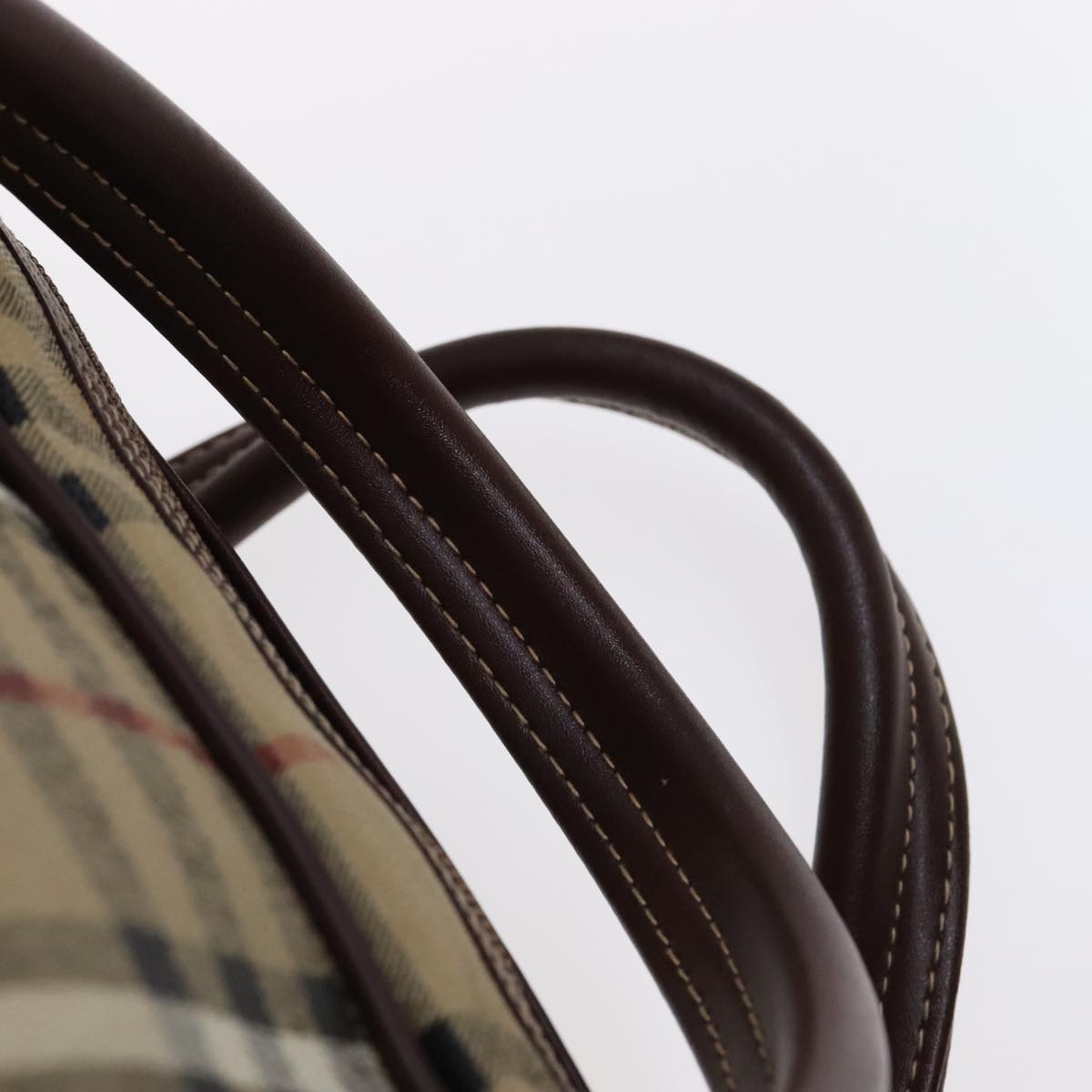 Burberrys Nova Check Boston Bag PVC Leather Beige Auth mr913