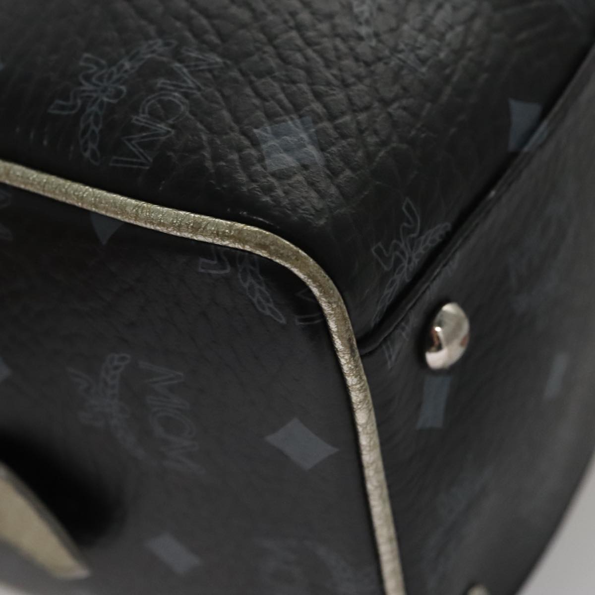 MCM Vicetos Logogram Hand Bag PVC Black Auth mr914