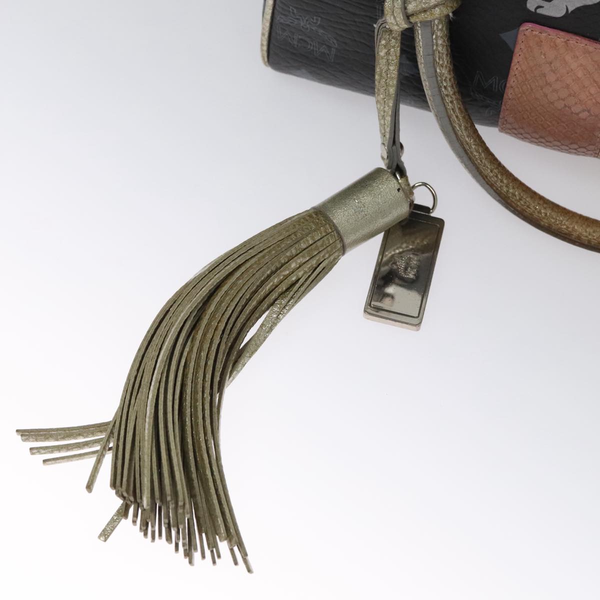 MCM Vicetos Logogram Hand Bag PVC Black Auth mr914