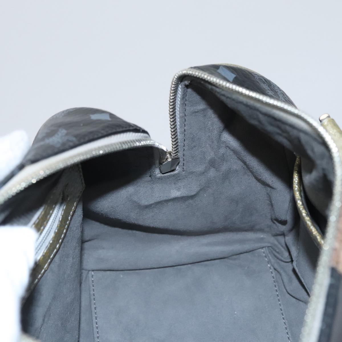 MCM Vicetos Logogram Hand Bag PVC Black Auth mr914