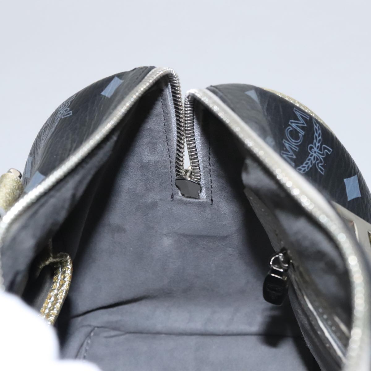 MCM Vicetos Logogram Hand Bag PVC Black Auth mr914