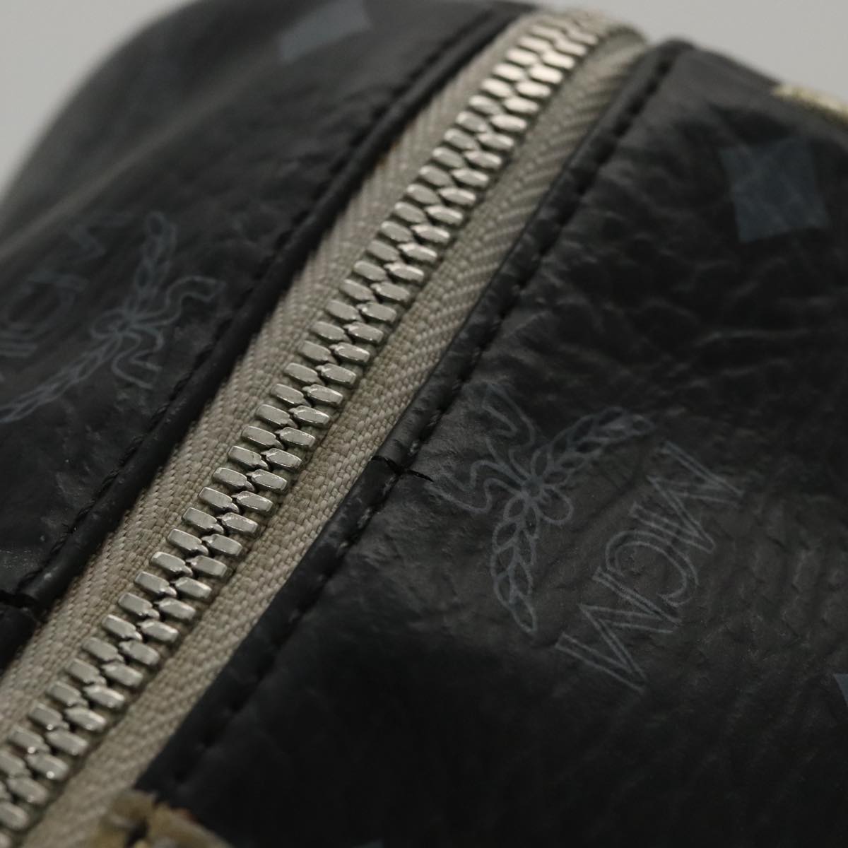 MCM Vicetos Logogram Hand Bag PVC Black Auth mr914