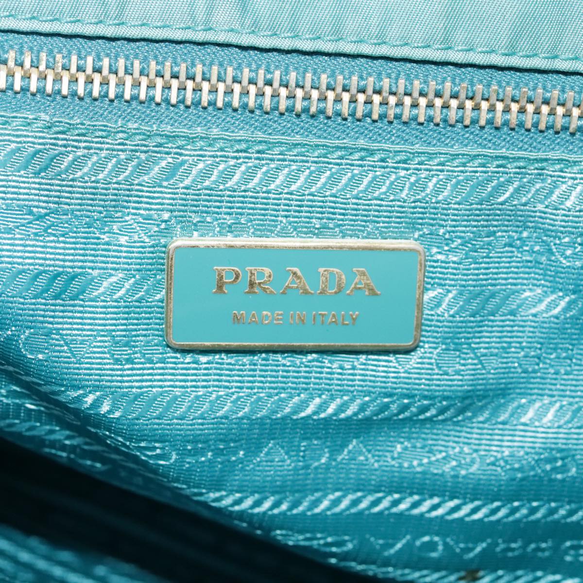 PRADA Tote Bag Nylon Blue Gold Auth mr916