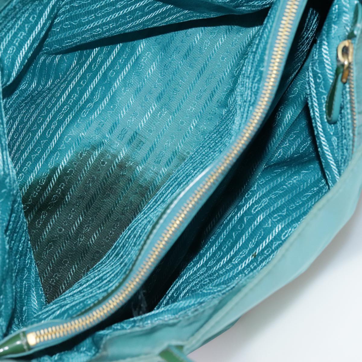 PRADA Tote Bag Nylon Blue Gold Auth mr916